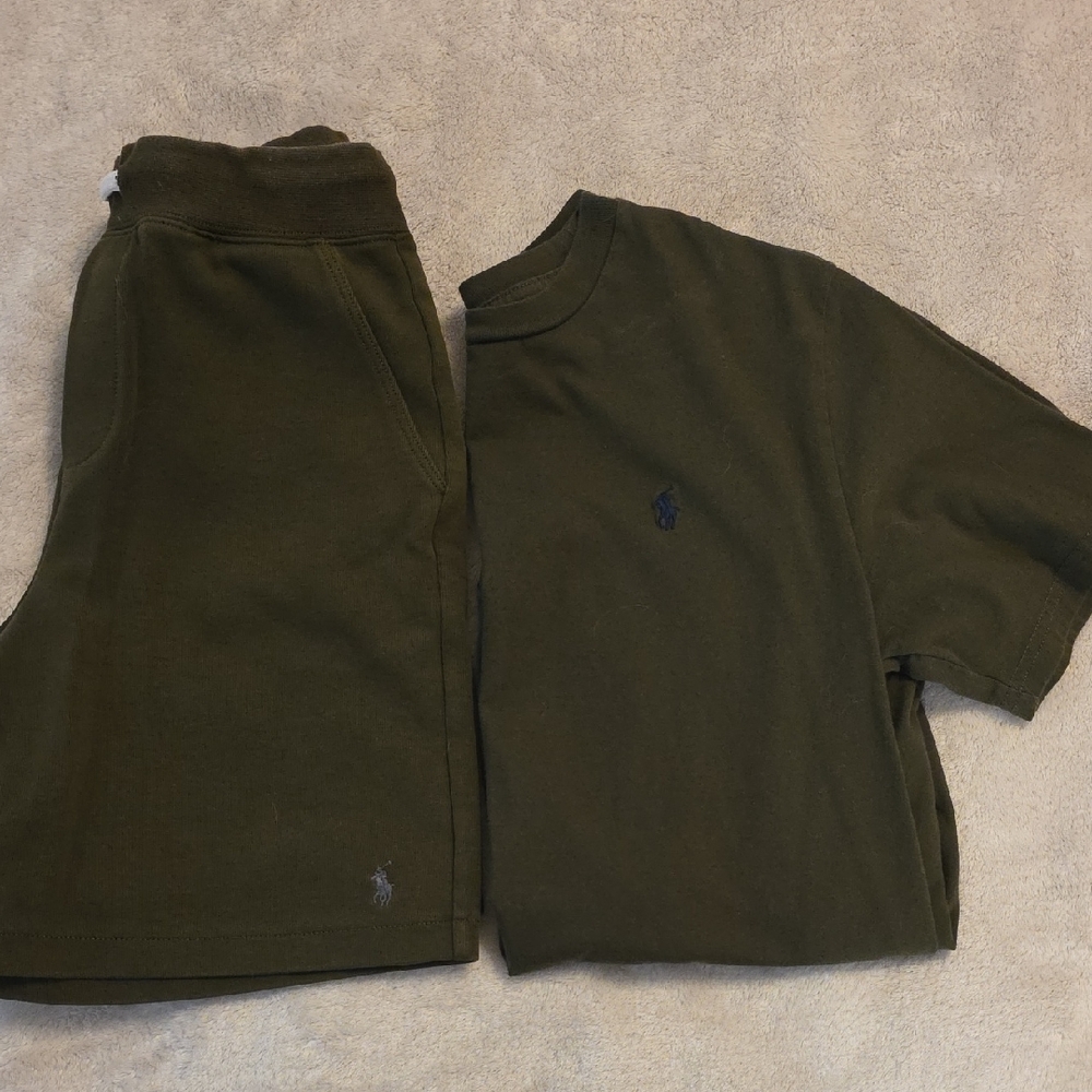 Ralph Lauren Dark Olive Green Polo Tee and Shorts Set